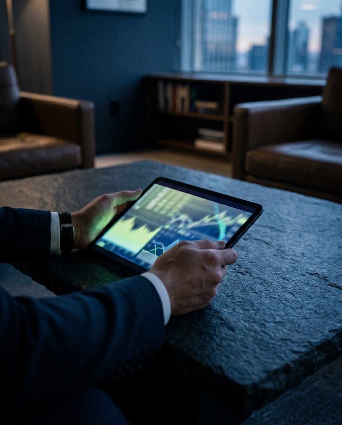 An investor reviewing live financial data on a tablet